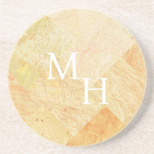 Custom Monogram Modern Abstract Elegant Champagne Coaster
