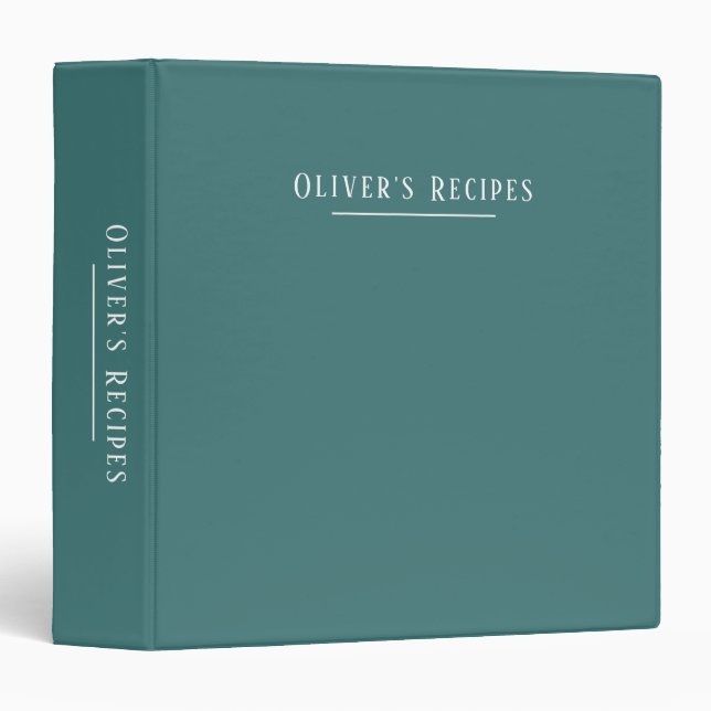 Custom monogram, modern aqua  3 ring binder (Front/Spine)