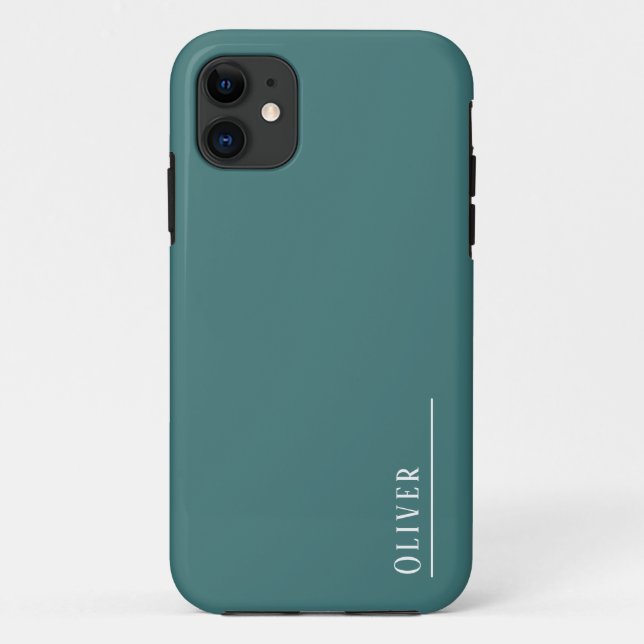 Custom monogram, modern aqua green  Case-Mate iPhone case (Back)