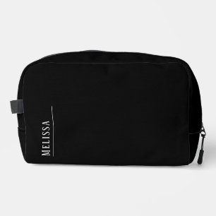 Custom monogram, modern black and white dopp kit