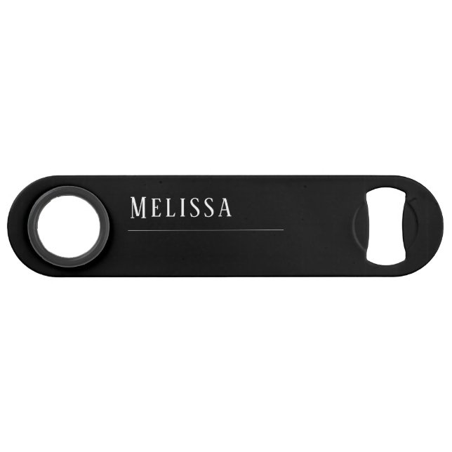 Custom monogram, modern black simple bar key (Front (Horizontal))