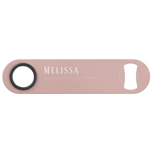 Custom monogram, modern blush pink bar key (Front (Horizontal))