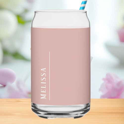 Custom monogram modern blush pink can glass