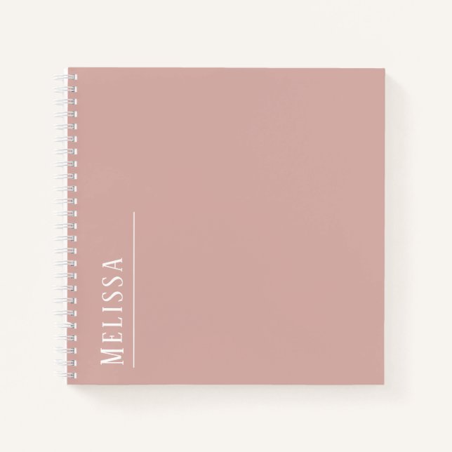 Custom monogram, modern blush pink color  notebook (Front)
