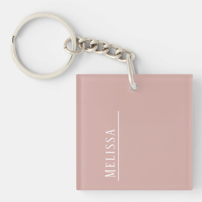 Custom monogram, modern blush pink keychain (Front)