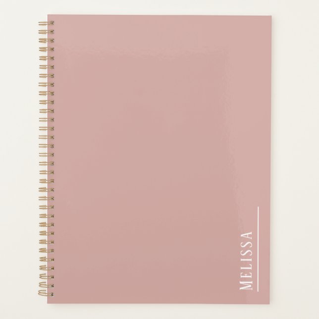 Custom monogram, modern blush pink planner (Front)
