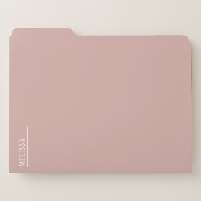 Custom monogram, modern blush pink set file folder (Front Left)