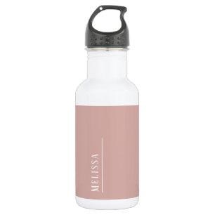 Custom monogram, modern blush pink stainless steel water bottle