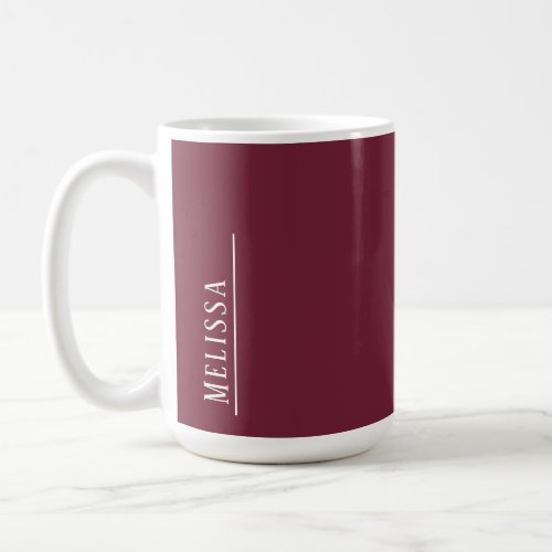 Custom monogram modern burgundy coffee mug