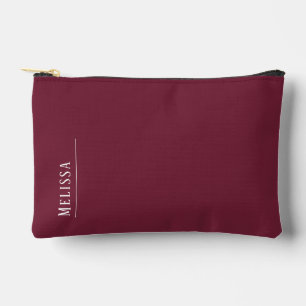 Custom monogram, modern burgundy color  accessory pouch