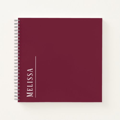 Custom monogram modern burgundy color  notebook