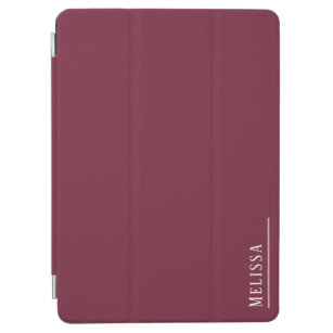 Custom monogram, modern burgundy maroon iPad air cover