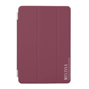 Custom monogram, modern burgundy maroon iPad mini cover