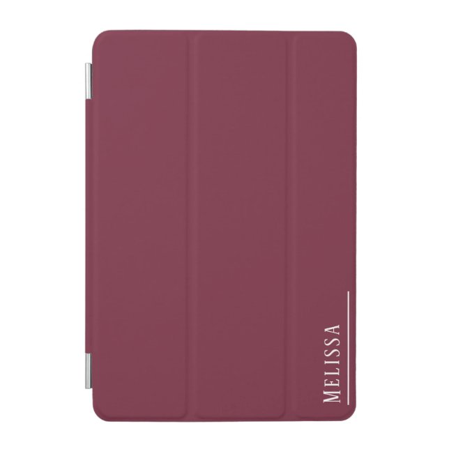 Custom monogram, modern burgundy maroon iPad mini cover (Front)