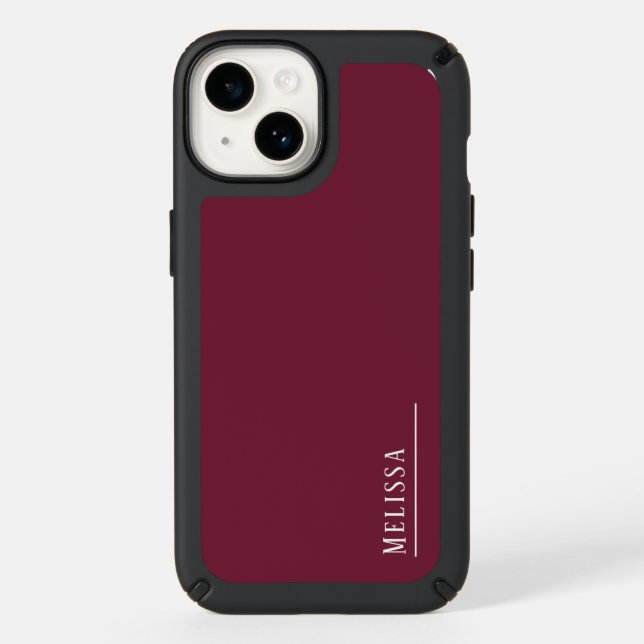 Custom monogram, modern burgundy speck iPhone case (Front)