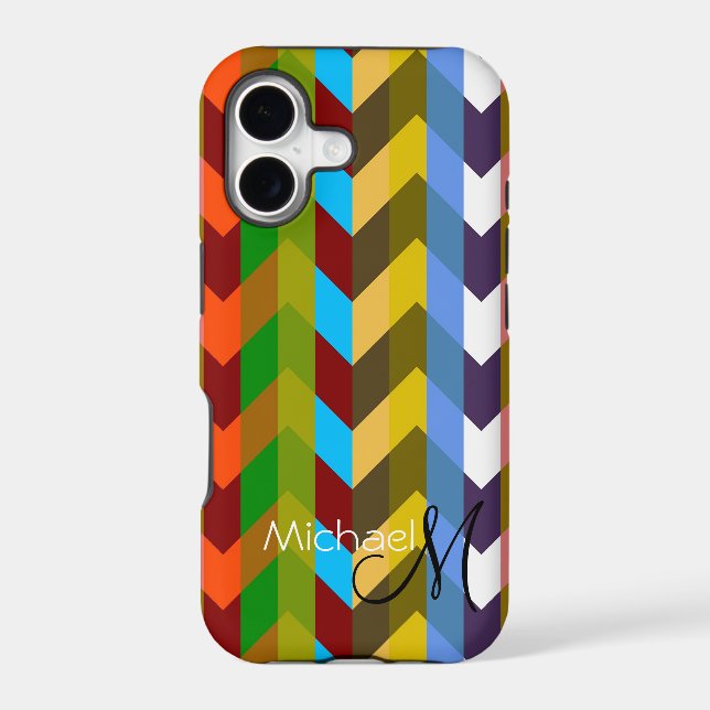 Custom Monogram Modern Chevron Zigzag 10 Iphone Case (Back)