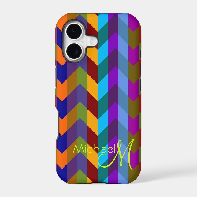 Custom Monogram Modern Chevron Zigzag 3 Iphone Case (Back)