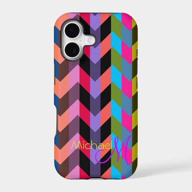 Custom Monogram Modern Chevron Zigzag 6 Iphone Case (Back)