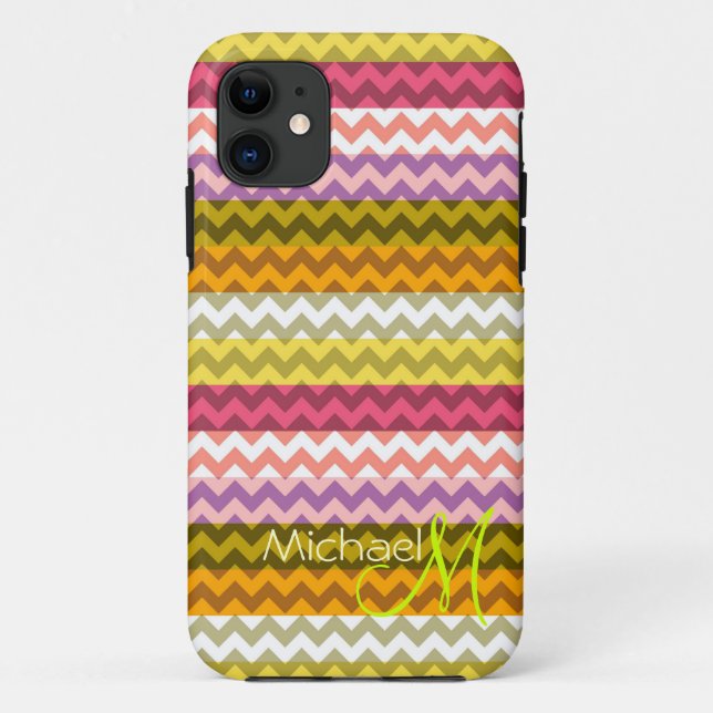 Custom Monogram Modern Chevron Zigzag 7 Case-Mate iPhone Case (Back)