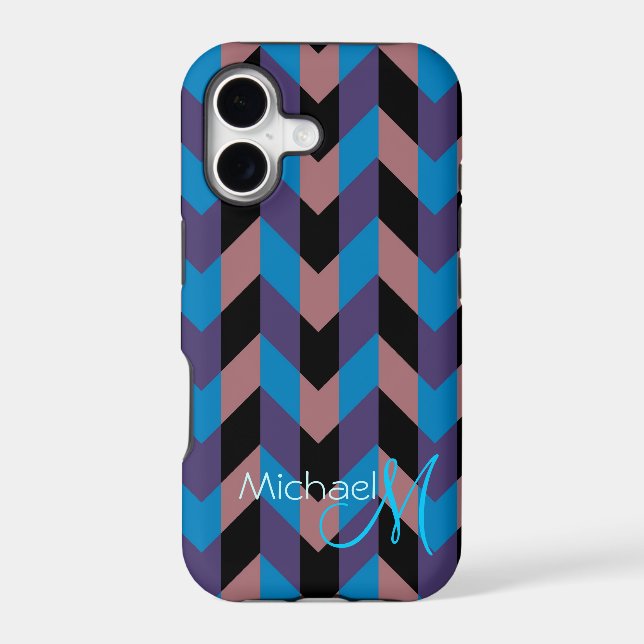Custom Monogram Modern Chevron Zigzag 8 Iphone Case (Back)