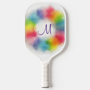 Custom Monogram Modern Colorful Template Pickleball Paddle