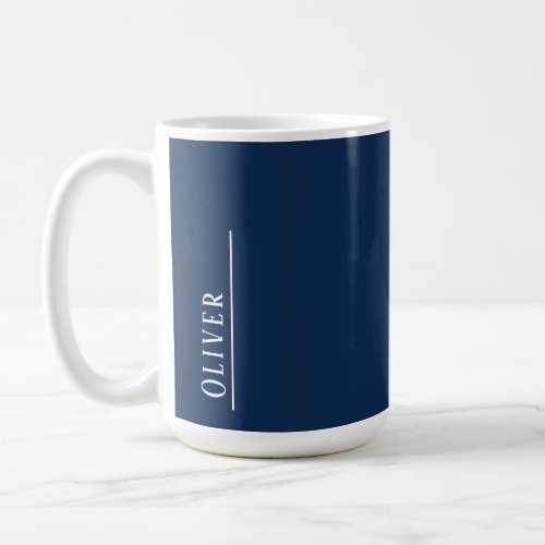 Custom monogram modern dark blue  coffee mug