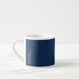 Custom monogram, modern dark blue espresso cup