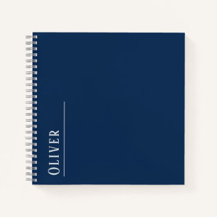 Custom monogram, modern dark blue notebook