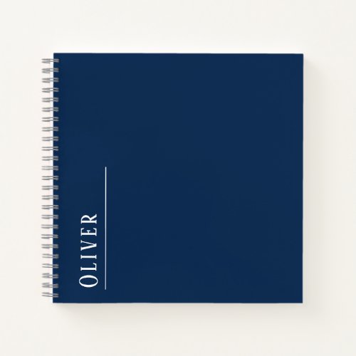 Custom monogram modern dark blue notebook