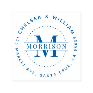 Custom Monogram Modern Family Name Return Address Self-inking Stamp