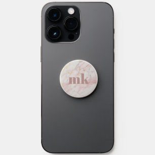 Custom Monogram Modern Girly Blush Pink Marble PopSocket