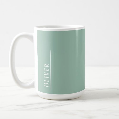 Custom monogram modern light sage green  coffee mug