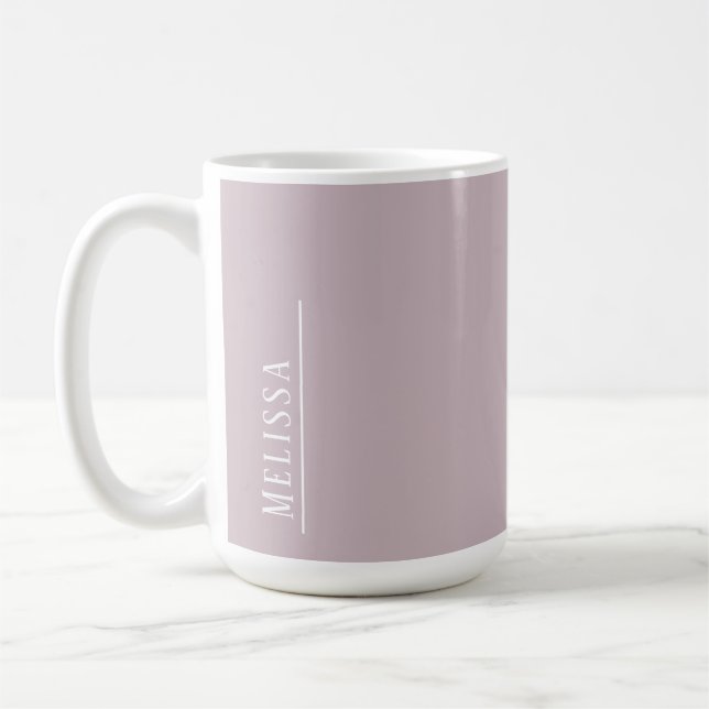 Custom monogram, modern mauve coffee mug (Left)