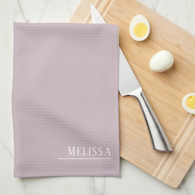 Custom monogram, modern mauve kitchen towel (Quarter Fold)