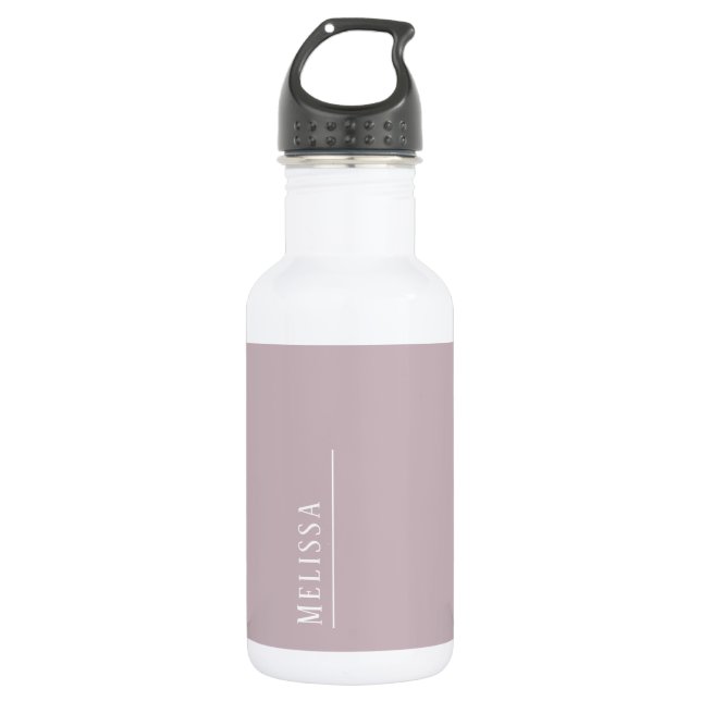 Custom monogram, modern mauve lavender stainless steel water bottle (Front)