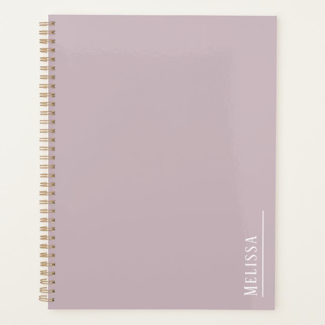 Custom monogram, modern mauve  planner (Front)