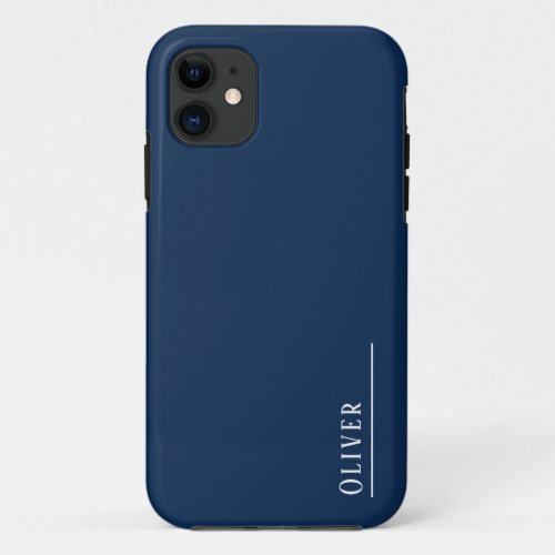 Custom monogram modern navy blue  iPhone 11 case