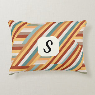 Custom Monogram Modern Retro 70s Geometric Accent Pillow