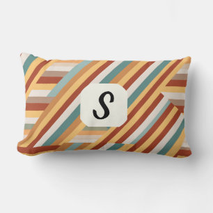 Custom Monogram Modern Retro 70s Geometric Lumbar Pillow