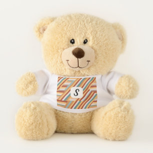 Custom Monogram Modern Retro 70s Geometric Small Teddy Bear