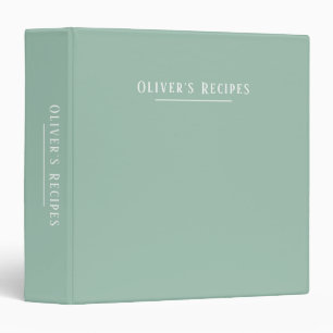 Custom monogram, modern sage green 3 ring binder