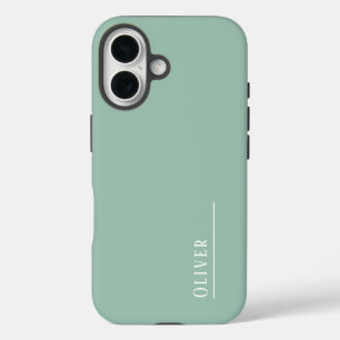 Custom monogram, modern sage green  iPhone 16 case
