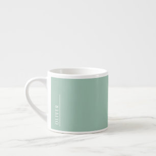 Custom monogram, modern sage green espresso cup