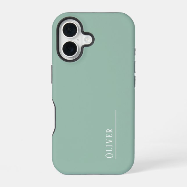 Custom monogram, modern sage green  iphone case (Back)
