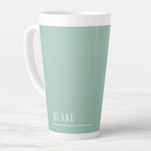 Custom monogram, modern sage green latte mug