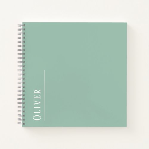 Custom monogram modern sage green  notebook