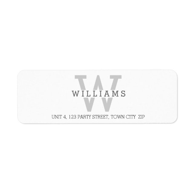 CUSTOM MONOGRAM modern simple initial name gray Label (Front)