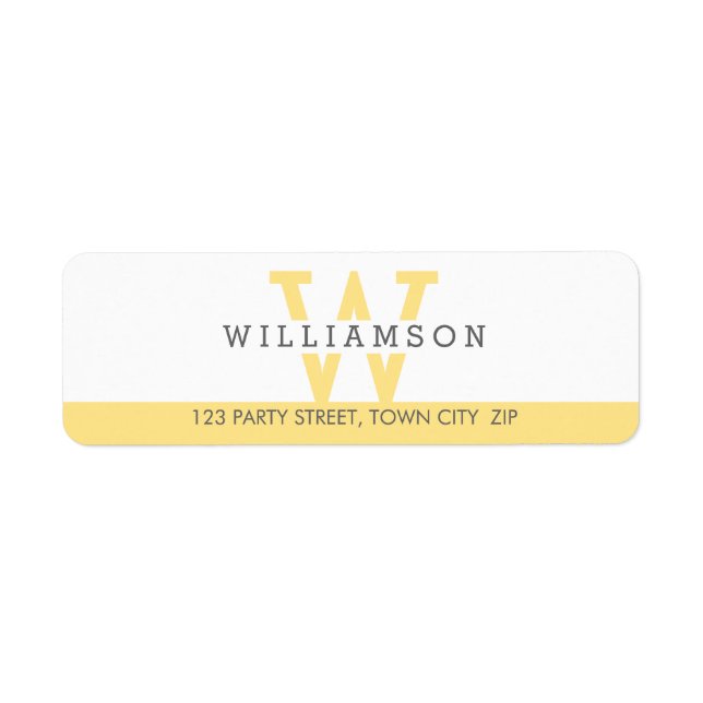 CUSTOM MONOGRAM modern simple initial yellow gray Label (Front)
