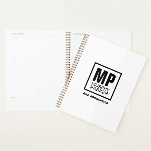 Custom Monogram Modern Simple Square Business Logo Planner