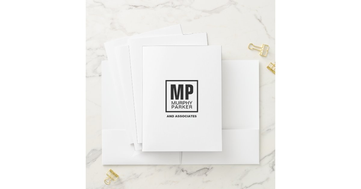 Folder Logo Square Custom Monogram Modern Simple Square Business Logo Pocket Folder | Zazzle